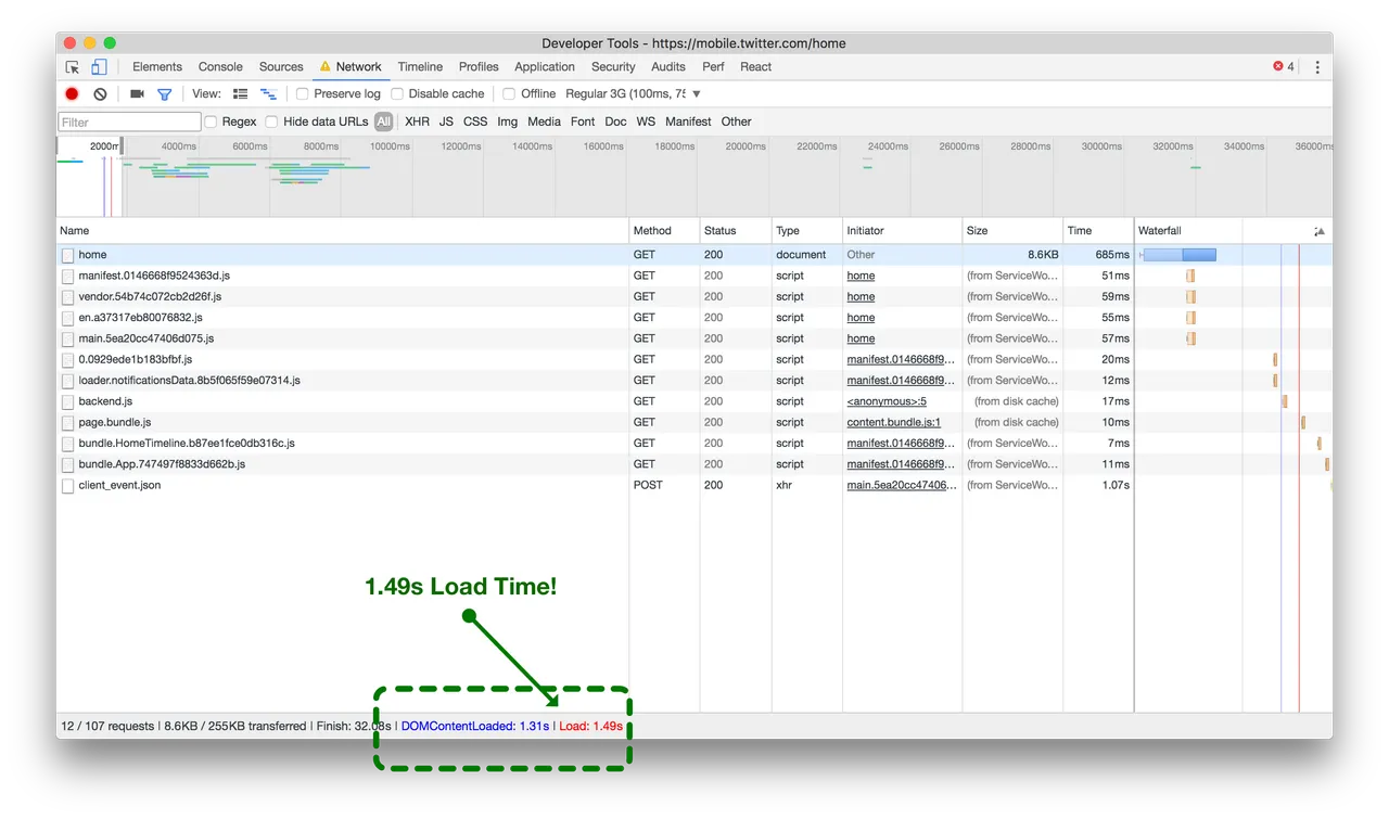 with pre-caching assets